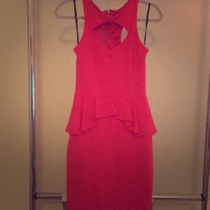 Bebe Peplum cut out neck slim fit dress